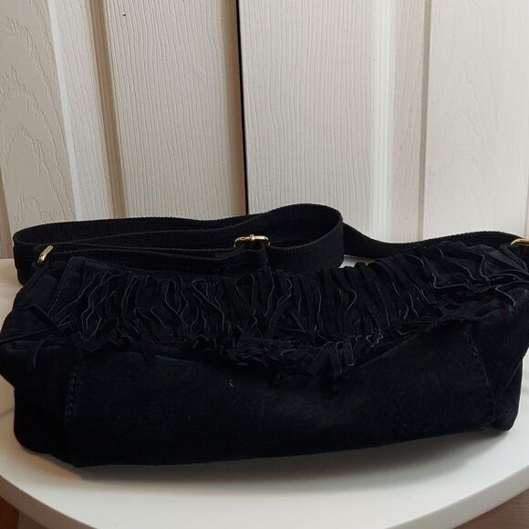 Steve Madden Black Suede Fringe Crossbody Satchel - Picture 4 of 16